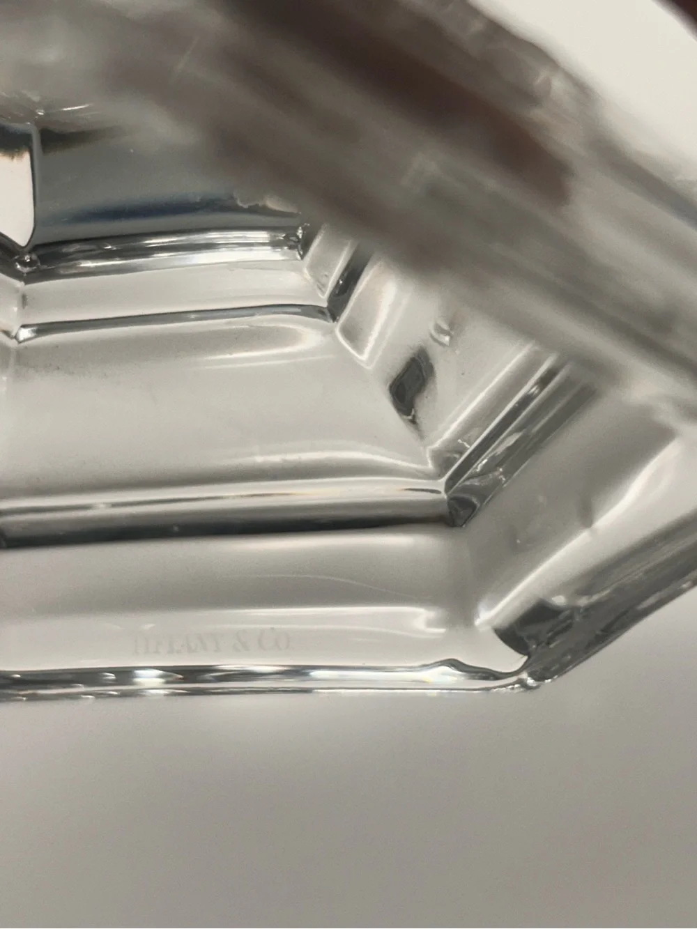 Tiffany & Co. Clear Faceted Glass Candlestick Pair